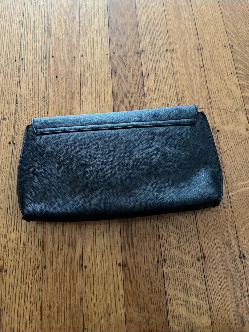 ASOS Black Textured Bow-Accent Clutch with Gold Hardware